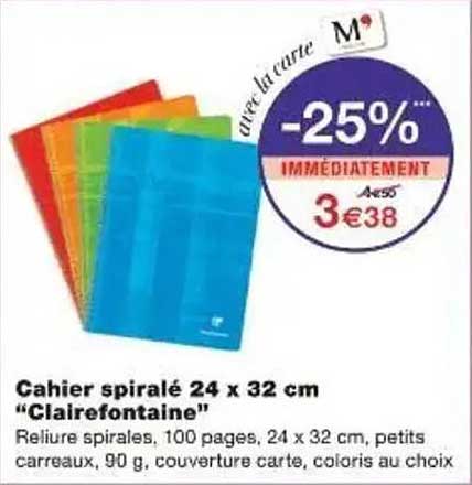 Cahier spirale 24 x 32 cm "Clairefontaine"