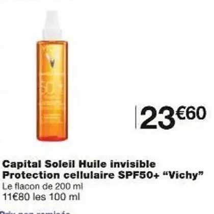 Capital Soleil Huile invisible Protection cellulaire SPF50+ “Vichy”
