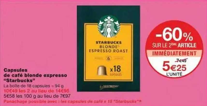 Capsules de café blonde expresso "Starbucks"