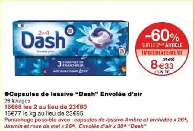 Capsules de lessive "Dash" Envolée d'air