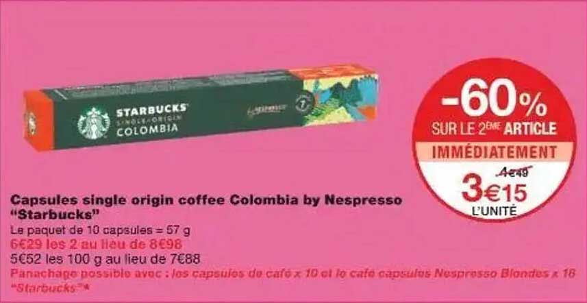 Capsules single origin coffee Colombia by Nespresso "Starbucks"