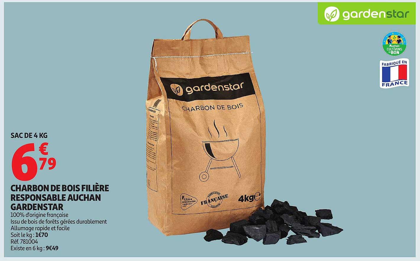 CHARBON DE BOIS FILIÈRE RESPONSABLE AUCHAN GARDENSTAR