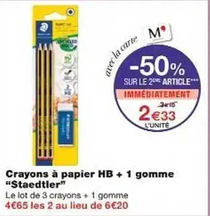 Crayons à papier HB + 1 gomme "Staedtler"