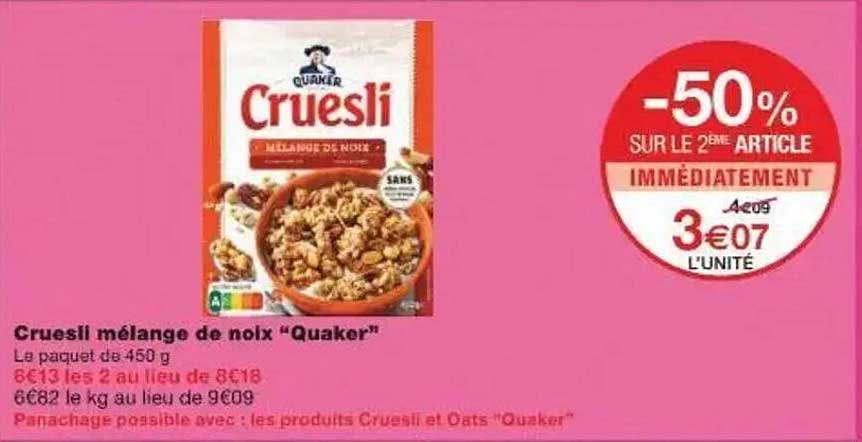 Cruesli mélange de noix “Quaker”