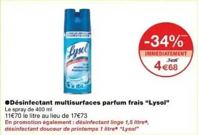 Désinfectant multisurfaces parfum frais “Lysol”