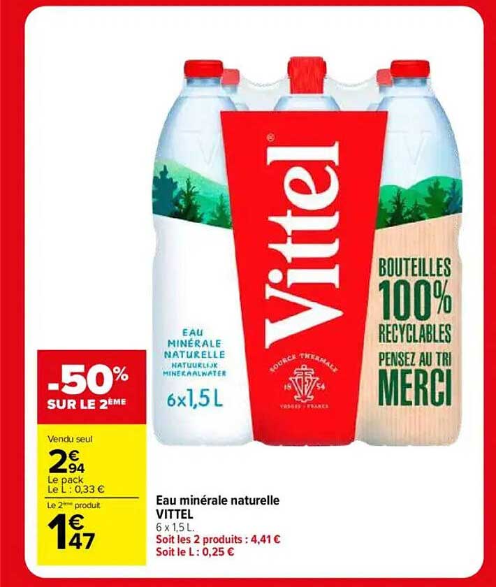 Eau minérale naturelle VITTEL 6 x 1,5 L
