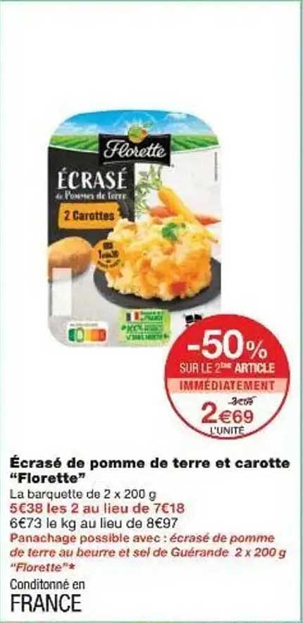 Écrasé de pomme de terre et carotte "Florette"