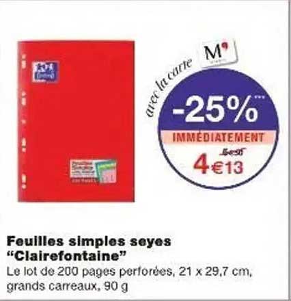 Feuilles simples seyés "Clairefontaine"
