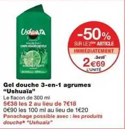Gel douche 3-en-1 agrumes "Ushuaïa"