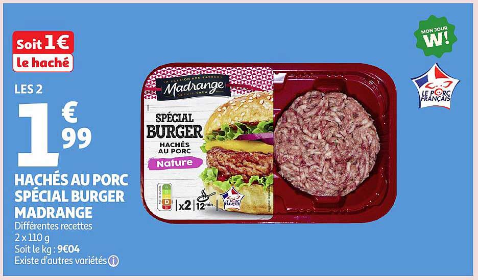 HACHÉS AU PORC SPÉCIAL BURGER MADRANGE