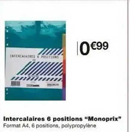 Intercalaires 6 positions "Monoprix"