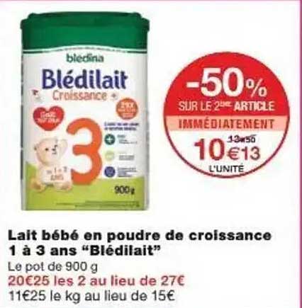 Lait bébé en poudre de croissance 1 à 3 ans "Blédilait"