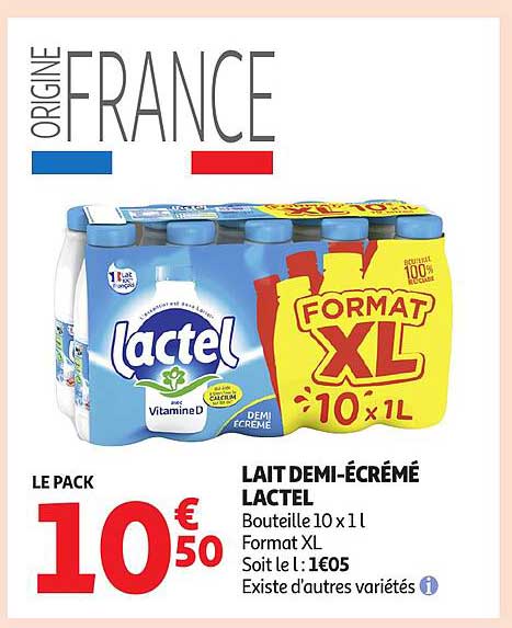 LAIT DEMI-ÉCRÉMÉ LACTEL