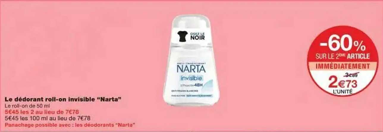 Le déodorant roll-on invisible “Narta”