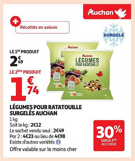 Légumes pour ratatouille surgelés Auchan