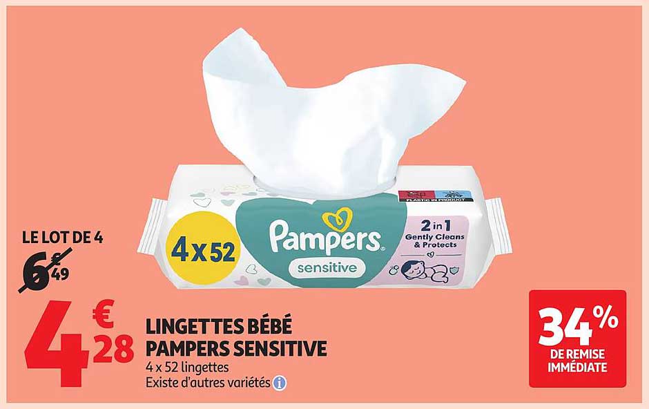 LINGETTES BÉBÉ PAMPERS SENSITIVE