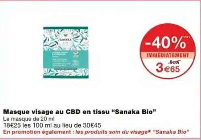 Masque visage au CBD en tissu “Sanaka Bio”