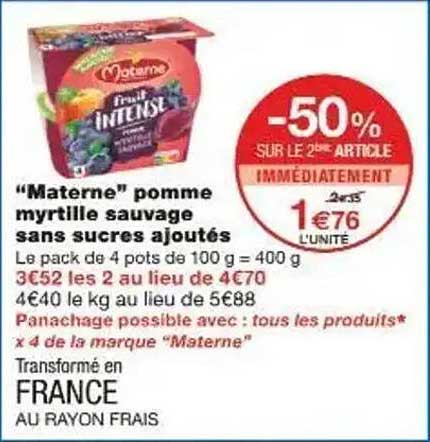 “Materne” pomme myrtille sauvage sans sucres ajoutés