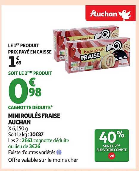 Mini Roulés Fraise Auchan