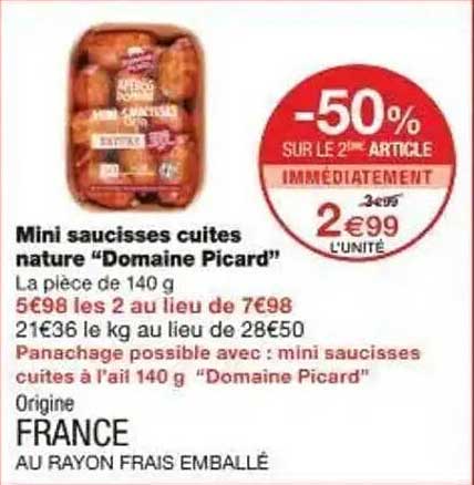 Mini saucisses cuites nature 'Domaine Picard'