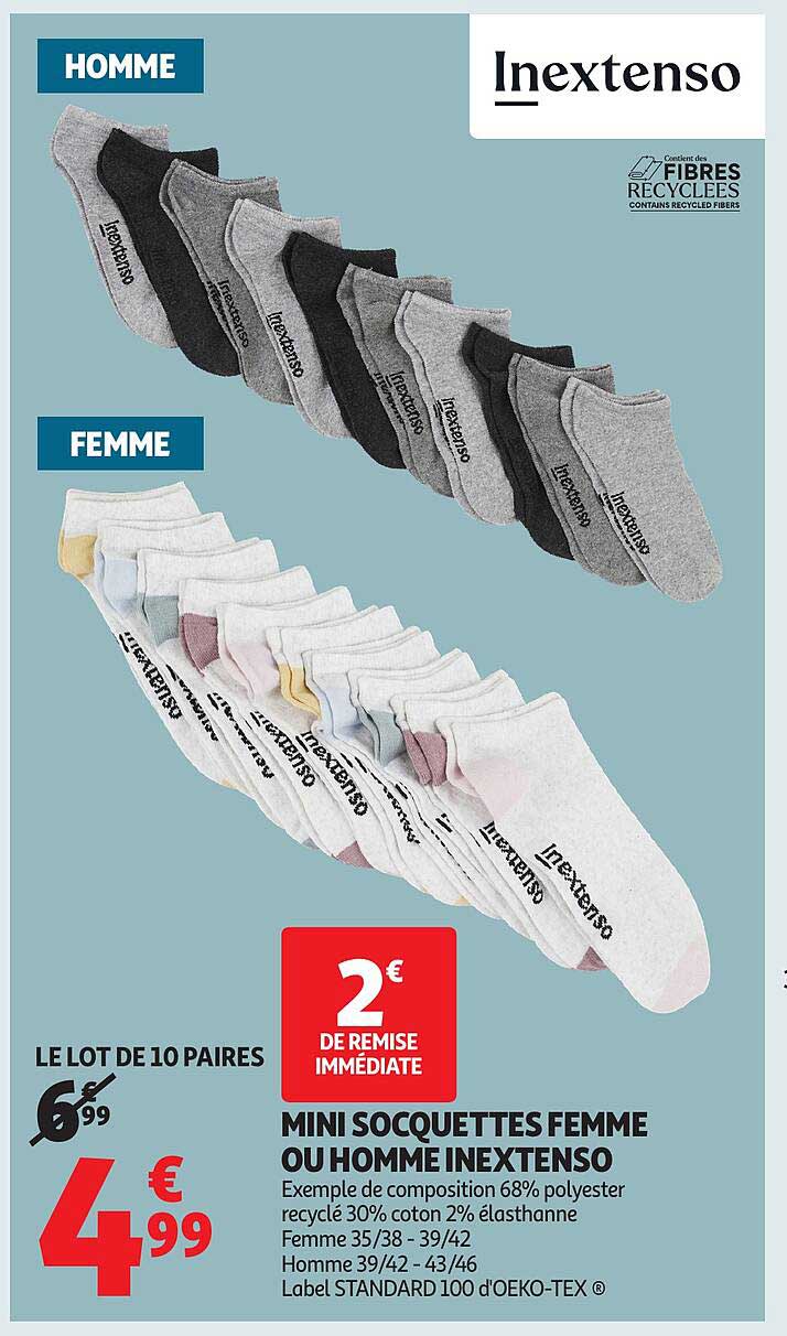 MINI SOCQUETTES FEMME OU HOMME INEXTENSO