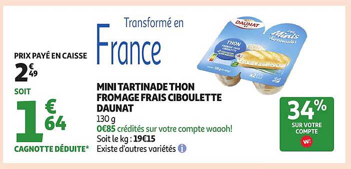 MINI TARTINADE THON FROMAGE FRAIS CIBOULETTE DAUNAT