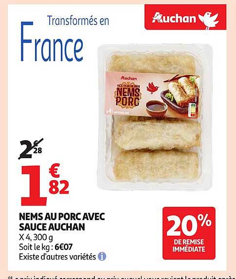 NEMS AU PORC AVEC SAUCE AUCHAN