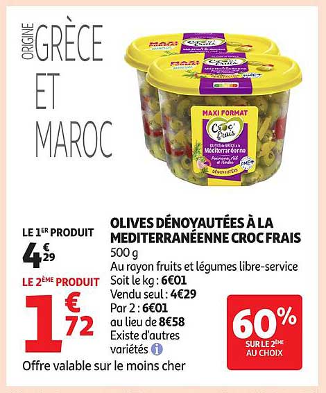 OLIVES DÉNOYAUTÉES À LA MÉDITERRANÉENNE CROQ FRAIS