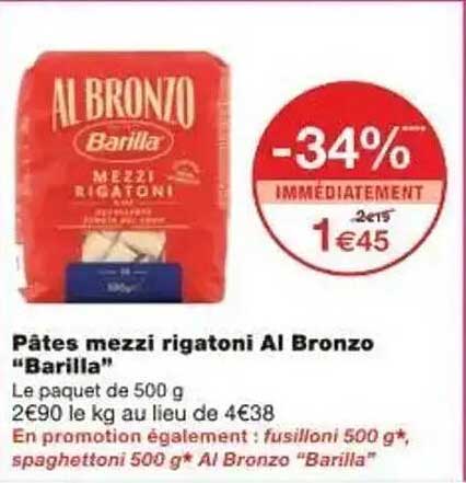 Pâtes mezzi rigatoni Al Bronzo "Barilla"