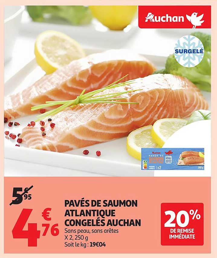 PAVÉS DE SAUMON ATLANTIQUE CONGELÉS AUCHAN