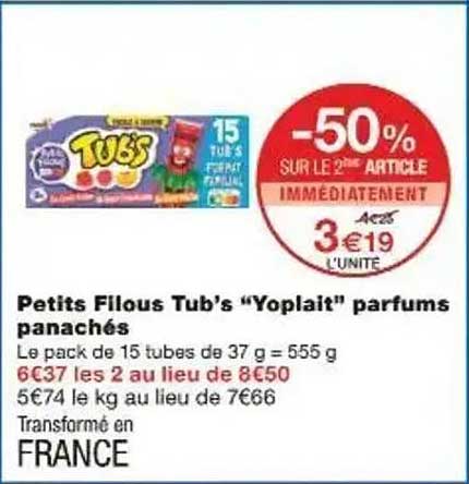 Petits Filous Tub's "Yoplait" parfums panachés