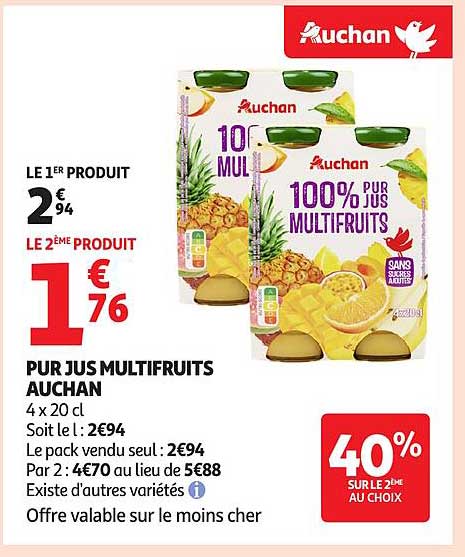 PUR JUS MULTIFRUITS AUCHAN