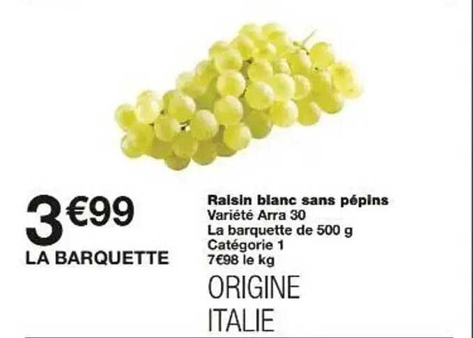 Raisin blanc sans pépins