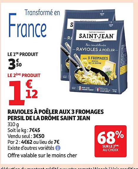 Ravioles à poêler aux 3 fromages persil de la Drôme Saint Jean