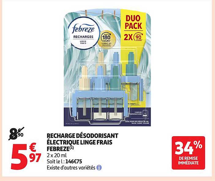 RECHARGE DÉSODORISANT ÉLECTRIQUE LINGE FRAIS FEBREZE