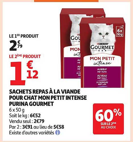 SACHETS REPAS À LA VIANDE POUR CHAT MON PETIT INTENSE PURINA GOURMET
