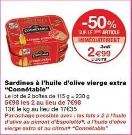 Sardines à l’huile d’olive vierge extra “Connétable”