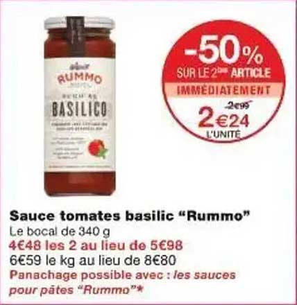 Sauce tomates basilic “Rummo”