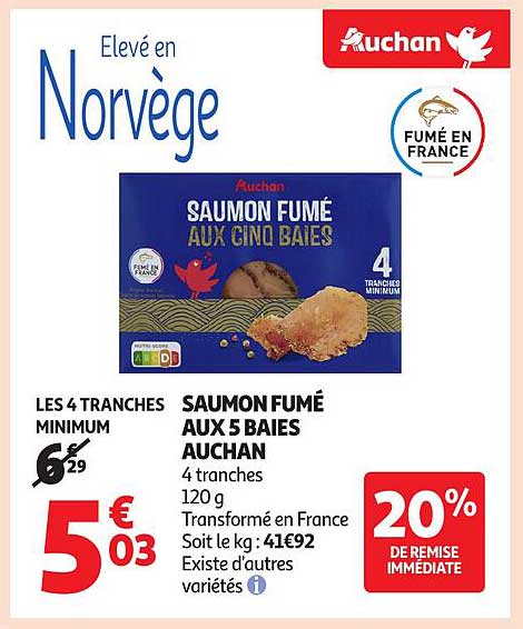 SAUMON FUMÉ AUX 5 BAIES AUCHAN