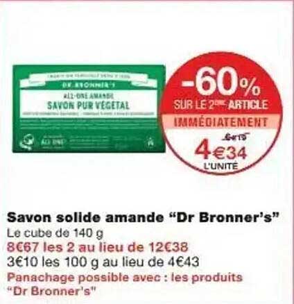 Savon solide amande “Dr Bronner’s”