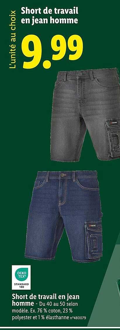 Short de travail en jean homme
