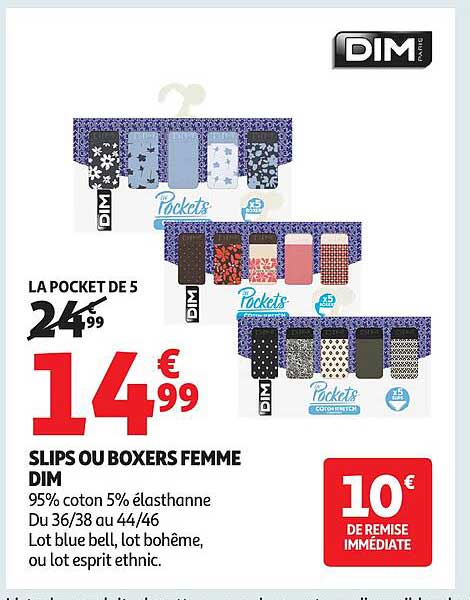 SLIPS OU BOXERS FEMME DIM