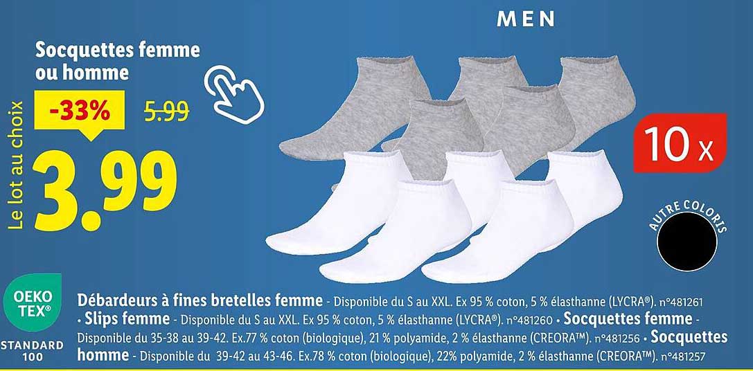 Socquettes femme ou homme