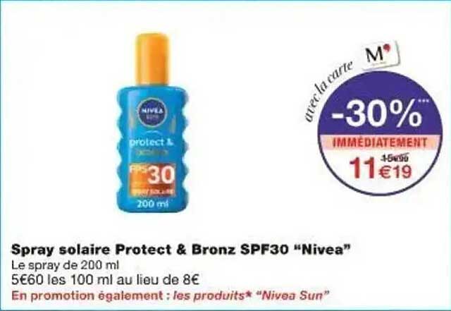 Spray solaire Protect & Bronz SPF30 “Nivea”