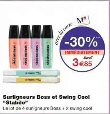 Surligneurs Boss et Swing Cool "Stabilo"