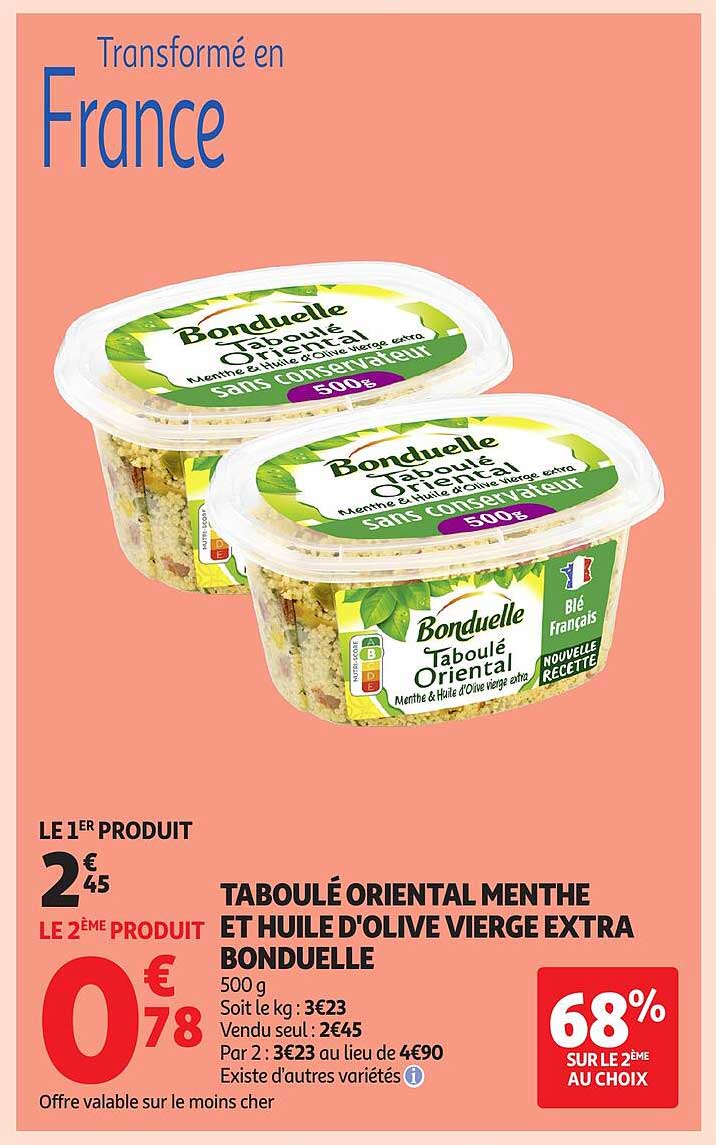 TABOULÉ ORIENTAL MENTHE ET HUILE D'OLIVE VIERGE EXTRA BONDUELLE