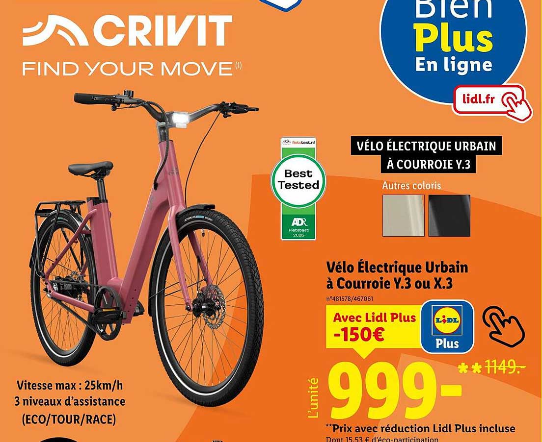 Vélo Électrique Urbain à Courroie Y.3 ou X.3