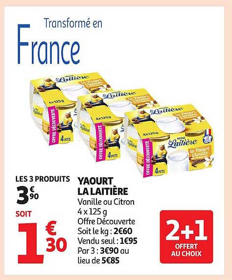 YAOURT LA LAITIÈRE 4 x 125 g Vanille ou Citron