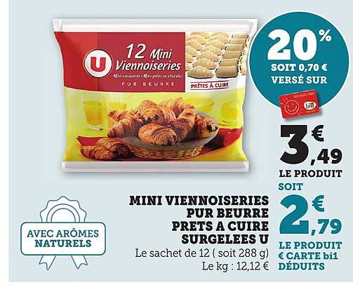 12 Mini Viennoiseries Pur Beurre Prêts à Cuire