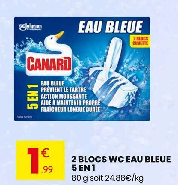 2 BLOCS WC EAU BLEUE 5 EN 1